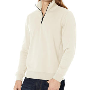 Sweat-shirt marron à fermeture éclair pour hommes personnalisable en coton mélangé OEM disponible entièrement personnalisé Sweat-shirt à fermeture éclair partielle - Product Image 4