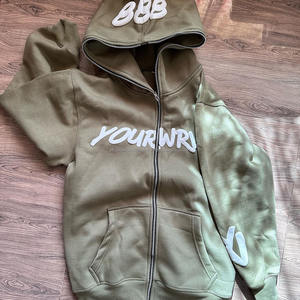 Sweat à capuche zippé intégral personnalisé pour femme, 100% coton polaire, coupe-vent, hiver, printemps, grande taille, impression de logo - Product Image 3