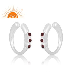 ต่างหูเงินแท้ดีไซน์ใหม่ประดับพลอยโกเมนธรรมชาติ ออกแบบเองได้ ของขวัญสำหรับผู้หญิง - Product Image 3