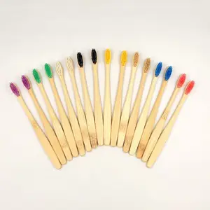 Premium quality dental toothbrush zero desperdício sem plástico natural bambu dente escovas com cerdas coloridas