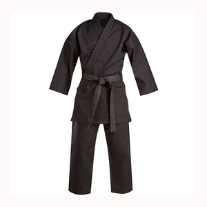 Uniforme de karaté pour adultes, noir, 100% coton, durable, unisexe, vêtements d'arts martiaux, coupe classique, teinture unie, en stock - Product Image 1