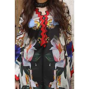 Caftán de Algodón y Seda sin Costuras para Mujer, Transpirable, Informal, para el Día o para Salir de Fiesta, con Cuello Mao, Talla Única XS-XL, Largo hasta la Rodilla - Product Image 6