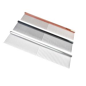 Produits professionnels pour chiens, peigne à dents rondes en acier à poignée en cuivre pour le toilettage des animaux de compagnie - Product Image 2