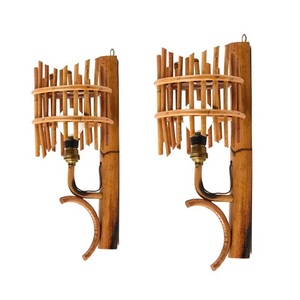 Lustre en rotin et fer de style vintage, fait main, personnalisable, lampe LED pour sol et mur, pour restaurant, bar, salle à manger - Product Image 4
