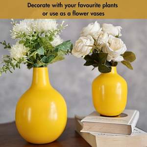 ชุดแจกันดอกไม้โลหะสีเหลือง2ชิ้นทันสมัยงานแฮนด์เมดแจกันเหล็กตั้งโต๊ะสำหรับตกแต่งบ้านห้องนั่งเล่นหรือโต๊ะทำงาน - Product Image 3