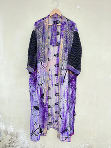 Robe Kimono Tie Dye recyclée Robe Tie Dye en soie pour femmes vêtements d'été Kimono - Product Image 3