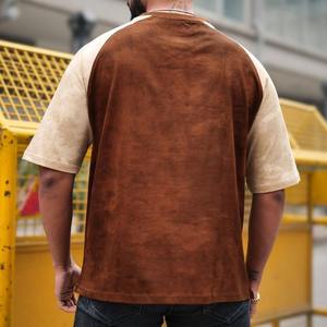 T-shirt à épaules tombantes pour hommes T-shirt ample en blocs de couleurs 100% coton, poids lourd, avec logo imprimé personnalisé, vente en gros - Product Image 3