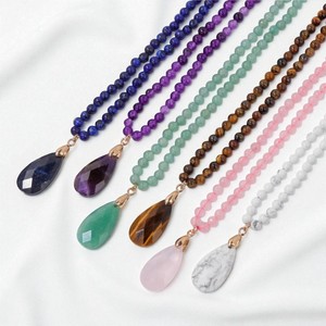 Amethyst Beaded Choker <b>Necklace</b> with Tear Drop Pendant - 925 <b>Silver</b> <b>Handmade</b> Charms <b>Necklace</b> for Wholesale - Product Image 2