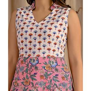 Robe sans manches en coton imprimé rose pour femme, élégante, décontractée, pour les fêtes, tailles XS à 5XL, respirante, taille naturelle, grande taille - Product Image 2