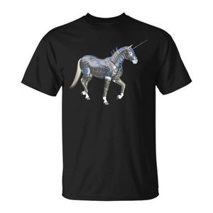 Camiseta con símbolo mágico de unicornio, caballo, animal, color negro, talla para adulto - Product Image 1