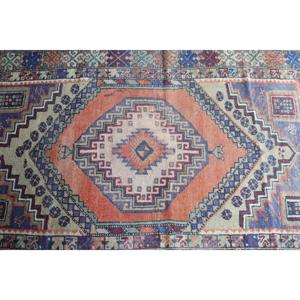 Alfombra Decorativa Vintage de 3.6x5.7 pies, Alfombra Turca, Alfombra con Diseño Floral Azul - Product Image 3