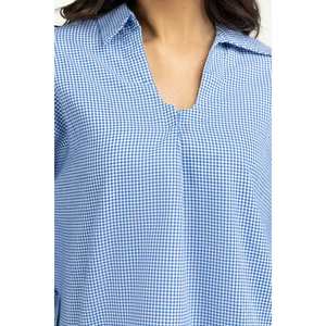 Camisas Casuales de Popelina para Mujer, Diseño Geométrico Simple a Cuadros, Logotipo Bordado, Decoraciones con Lentejuelas, Asimétricas, Tallas XL 4XL para Primavera/Verano - Product Image 5