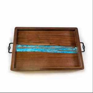 Indian Supplier Offers Handmade Blue & White Bone Inlay Round Tray Decorative Serving <b>Platter</b> & Home Decor - Product Image 1