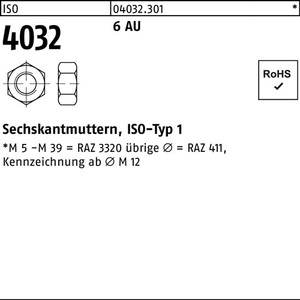 น็อตหกเหลี่ยม ISO 4032 M52 เหล็กกล้าตัดง่าย ชิ้นเดียว ใช้สำหรับยึดติด - Product Image 1
