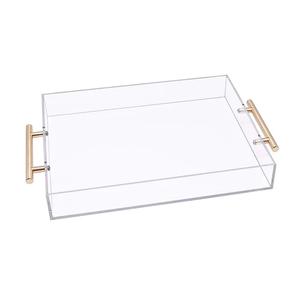 Best Price Transparent Handmade Acrylic <b>Vanity</b> <b>Tray</b> with Metal Handles Sustainable Serving <b>Trays</b> for Multi-Purpose Use - Product Image 1
