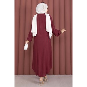 Túnica holgada con botones color borgoña, blusa de seda para mujer con logo bordado, apta para oficina, tallas XS-XL - Product Image 4