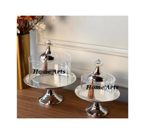 Servidor de dátiles de postre de madera con tapa acrílica y cuchillo para mantequilla Servidor de pastel de color marrón de la mejor calidad con tapa - Product Image 6