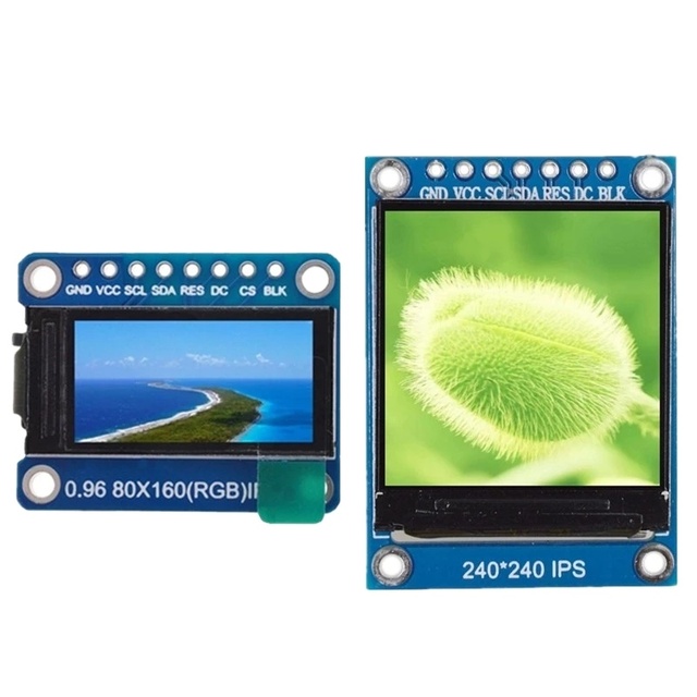 0.96/1.3 Inch TFT Display 7P SPI HD 65K Full Color IPS LCD Module with ST7735/ST7789 Drive IC 80*160/240*240 Resolution Not OLED