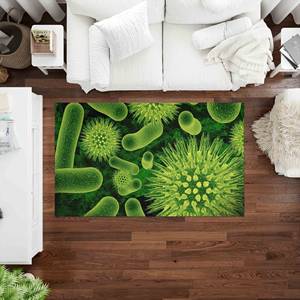 Alfombra con Estampado de Bacterias Microscópicas, Verde, Moderna, Pequeña, para Regalo de Inauguración, con Pelo Suave - Product Image 2