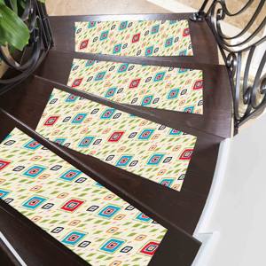 Alfombra con Patrón Geométrico, Alfombra Impresa, Alfombra de Escalera Personalizada, Estilo Boho Moderno Clásico Rojo - Product Image 3