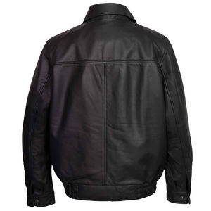 Chaqueta de cuero de talla grande para hombre, elegante y a la moda, cuero de grano completo de alta calidad con cuello de plumón real y cierre seguro - Product Image 2