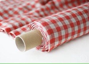 Venta al por mayor 115 '' / 292cm Extra ancho tela de lino lavado a la piedra 100% Lino Material Natural rojo tejido Textiles para el hogar niños niñas - Product Image 1