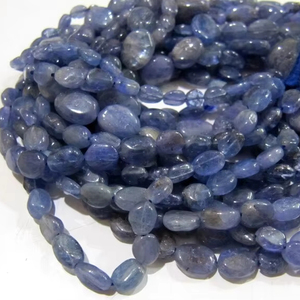 Cuentas de Tanzanita Azul Natural de Alta Calidad, Forma Redonda Lisa, Tamaño de 7mm a 9mm, Hilo de 8 Pulgadas de Largo - Product Image 1