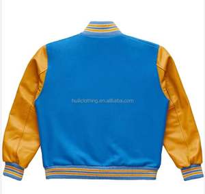 Vente en gros de veste Letterman vierge de haute qualité avec logo personnalisé Veste universitaire en cuir PU avec manches en spandex Veste universitaire vierge pour hommes - Product Image 3