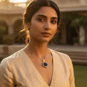 Pendentif en argent 925 plaqué or rose avec pierre d'onyx noire et pierre précieuse taille émeraude et placage rhodium pour femmes - Product Image 3