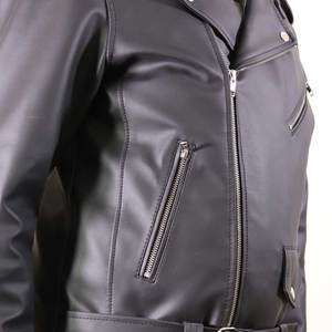 Blouson moto en cuir PU pour homme avec fermeture éclair et ceinture, coupe classique, couleur unie, style motard, pour l'automne et l'hiver - Product Image 2