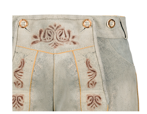 Pantalones de cuero de gamuza de cabra Lederhosen 100% bávaro para hombre con cierre de mosca de botón, pantalones cortos hasta la rodilla Lederhosen tradicionales alemanes personalizados - Product Image 6