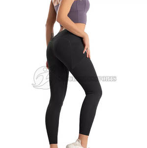 Ensemble de leggings de fitness pour femmes sur mesure, taille mi-haute, poches, respirant, séchage rapide, longueur intégrale, motif uni, sans couture, sport, yoga - Product Image 1