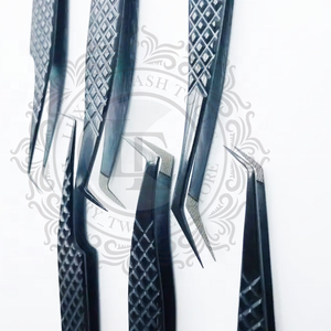 แหนบขนตาสแตนเลสแบบมืออาชีพด้ามจับเพชรปลายไฟเบอร์อุปกรณ์ต่อขนตาพลาสม่าสีดำสั่งทำ - Product Image 3