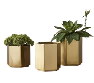 Ensemble de jardinières en fer de 3 en finition naturelle avec un design rustique parfait pour la décoration intérieure, extérieure de la maison et du jardin - Product Image 3