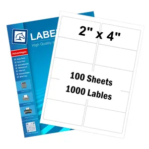 4"x 2" Rectangle Blank Label Sheet Label Sheet Sticker 1000 Label Sticker Sheets For Laser Inkjet Printer