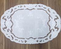 Tapis de broderie personnalisé pour la maison, le Restaurant, le mariage, bordure festonnée en lin blanc, sous-verre, napperon brodé
