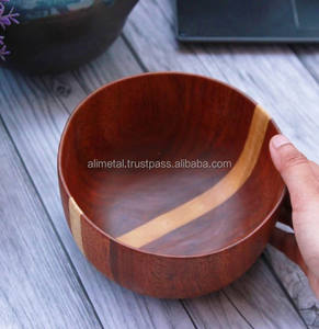Cuenco de madera esmaltado con mango personalizable, utensilios de cocina ecológicos para uso multiusos para fiestas, ¡de alta calidad! - Product Image 5