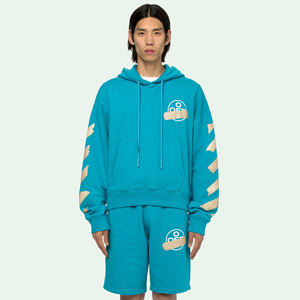 Personalizado de los hombres al por mayor de la mejor calidad de pantalla impresa de manga larga pulóver impreso Sudadera con capucha conjuntos cortos para los hombres - Product Image 2