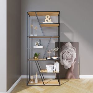 Étagère à livres en bois sur pied avec base à ventouses 90x34x200cm - Product Image 2