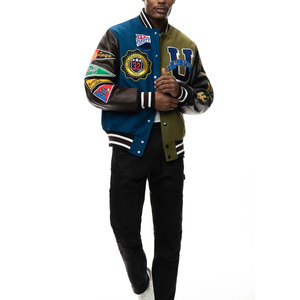 แจ็กเก็ตมหาวิทยาลัยสำหรับผู้ชายเสื้อแจ็คเก็ตสไตล์สตรีทสีล้วนสำหรับฤดูหนาว - Product Image 4