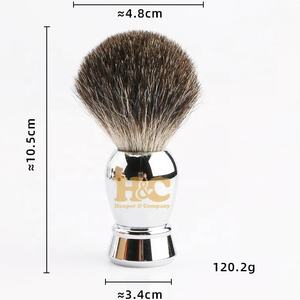 Brocha de Afeitar de Acero Inoxidable con Pelo Sintético y Mango de Acero, Logotipo Personalizado, Envío Inmediato, para Barbería y Salón, MOQ Bajo - Product Image 3