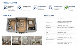 Casa Contenedor Expandible OCM <span class=keywords><strong>de</strong></span> 40 pies, Casa Modular Prefabricada, Plegable, Portátil, <span class=keywords><strong>de</strong></span> 2 Dormitorios y 2 Baños en <span class=keywords><strong>Venta</strong></span> - Product Image 5