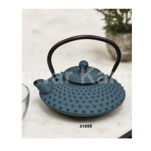 กาน้ำชาเหล็กหล่อสีเขียวและสีเงินพร้อมที่จับตกแต่งกาน้ำชาสำหรับตกแต่งบ้านโรงแรมและร้านอาหาร - Product Image 3