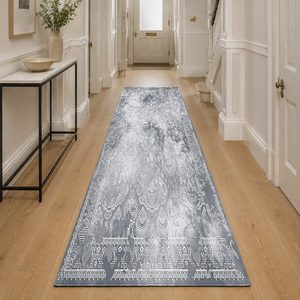 RUGS DEPOT LXDP-0294 Wholesale Grey Silver Marble Effect Digital Printed Machine Washable Chenille Area Rug Non <b>Slip</b> - Product Image 5