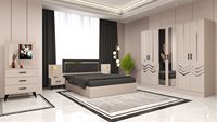 Juego de Dormitorio Moderno con Estructura de Cama, Literas, Tamaño Queen/King, Tablero de Aglomerado Más Vendido, 4 Cajones de Almacenamiento, Muebles para el Hogar
