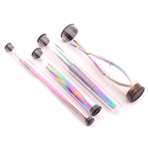 Logo personnalisé Outils professionnels de beauté d'extension de cils en acier inoxydable avec pointe pointue Emballage de marque privée dans un tube - Product Image 1