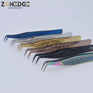 Pince à cils professionnelle de marque privée de meilleure qualité Pince à épiler multicolore Pince à cils droite et incurvée à poignée diamantée - Product Image 3