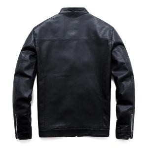 Chaqueta bomber de cuero para hombre de motocicleta de fabricante personalizado chaqueta de cuero con cuello levantado para hombre - Product Image 3