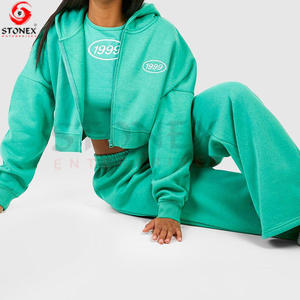 Conjunto de chándales de 3 piezas para correr de moda de lujo personalizado para mujer poliéster algodón transpirable informal ajustado con cremallera - Product Image 3