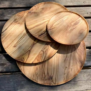 Assiettes naturelles Assiette de service ronde en bois Fait à la main et durable Produit de qualité supérieure Ustensiles de cuisine par crescent crafts - Product Image 1